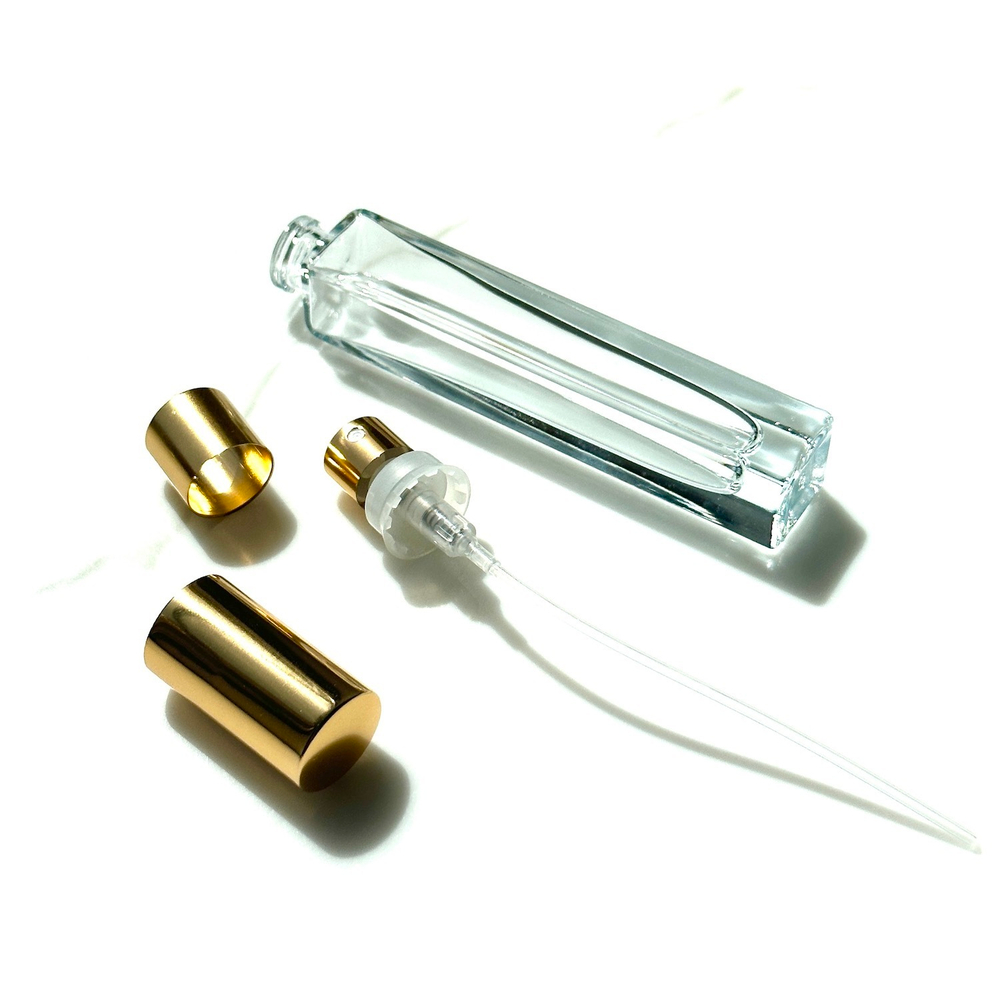 100 КОМПЛЕКТОВ: Флакон POCKET LINE 10 ml FEA 13, колпачок ALUCAP GOLD, спрей FEA 13 самозащелкивающийся GOLD с кольцом