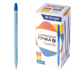 Ручка шариковая Alingar, 0,7 мм, синяя, игольчатый наконечник, грип, шестигранный цветной пластиковый корпус, карт. уп.