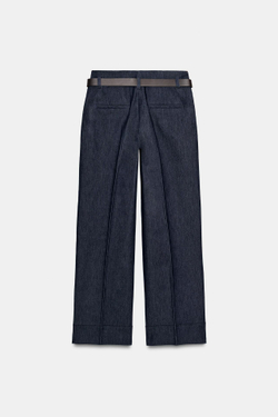 ZARA БРЮКИ С ОТВОРОТАМИ, ИНДИГО