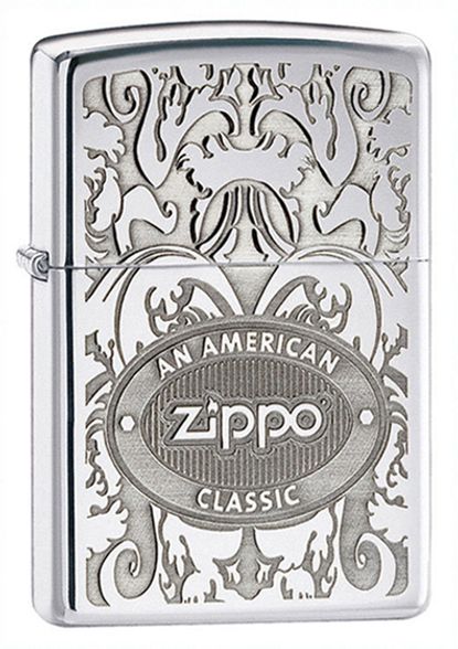 Цена наЗажигалка ZIPPO American Classic, латунь с покрытием High Polish Chrome, серебристый, 36х12x56 мм