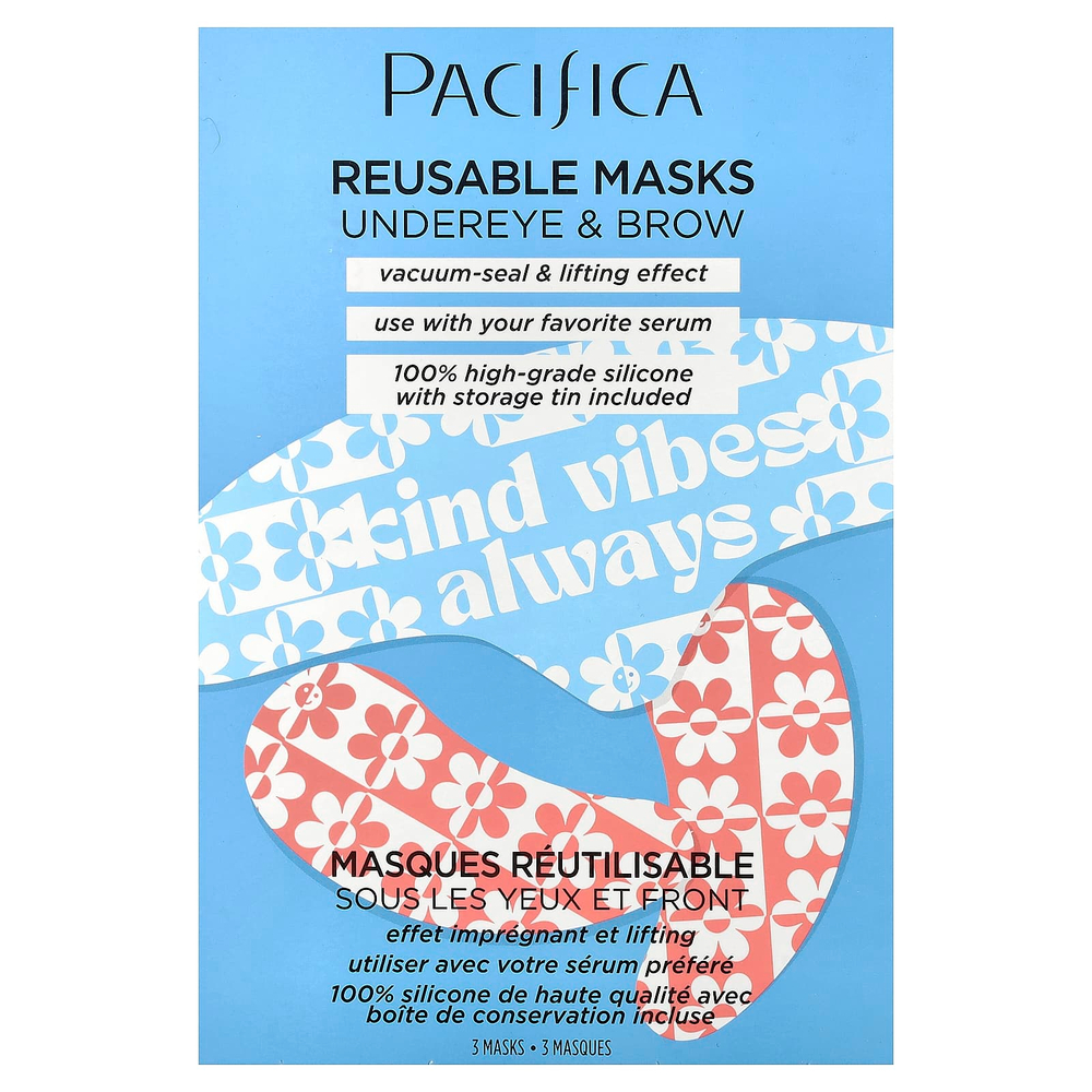 Pacifica, многоразовые маски для области глаз и бровей, 3 шт.