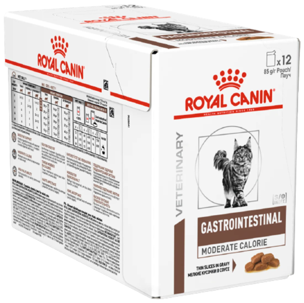 Влажный корм для кошек Royal Canin Gastro Intestinal Moderate Calorie при проблемах с ЖКТ 12 шт. х 85 г (кусочки в желе)