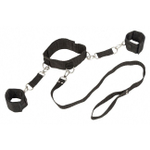 Ошейник с отстегивающимися поводком и фиксаторами для рук Collar and Wristbands (черный) (Цвет: черный)