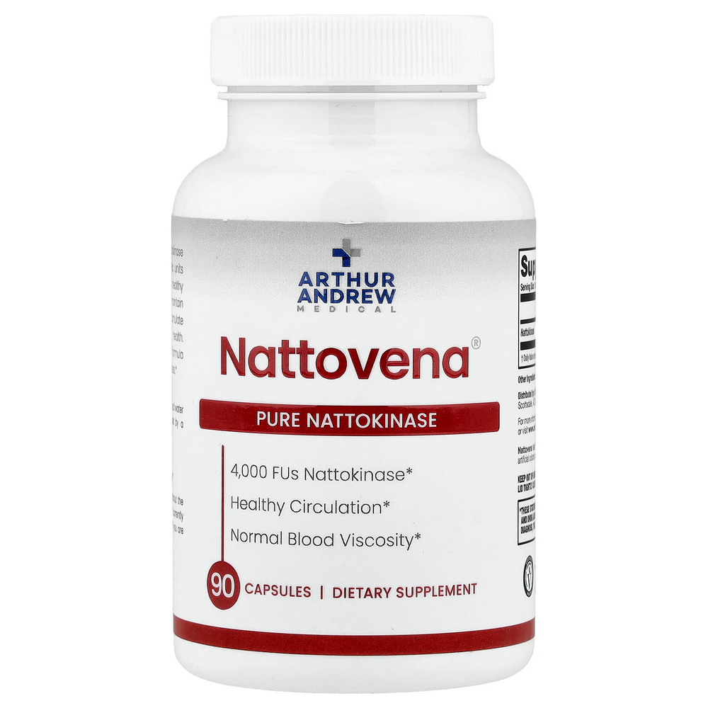 Arthur Andrew Medical, Nattovena®, чистая наттокиназа, 4000 FU, 90 капсул