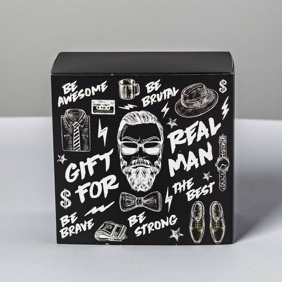 Коробка складная Gift for real man, 14 × 14 × 8 см 4796786