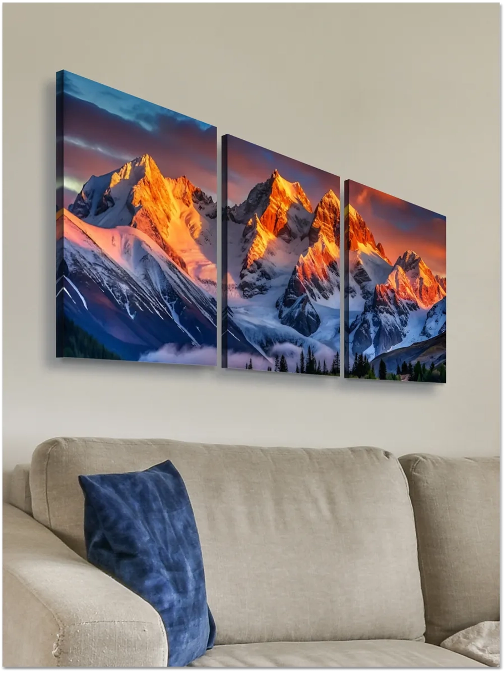 Картина Огненное сияние модульная 50x70см 3шт.