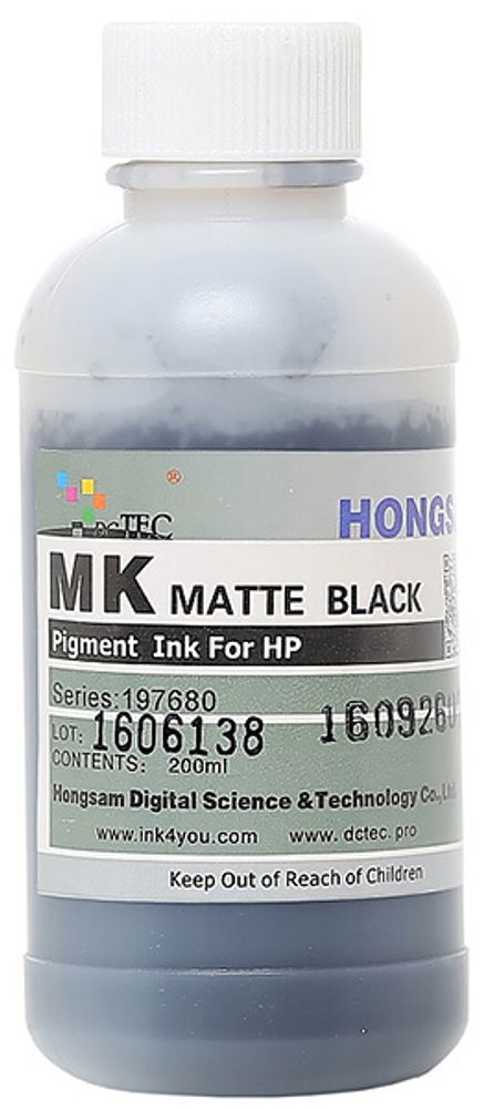 Чернила DCTec — HONGSAM пигментные для HP серия: 197680 - Matt Black (Матовый черный) 200 мл. Чернила DCTec — HONGSAM пигментные для HP серия: 197680 - Matt Black (Матовый черный) 200 мл.