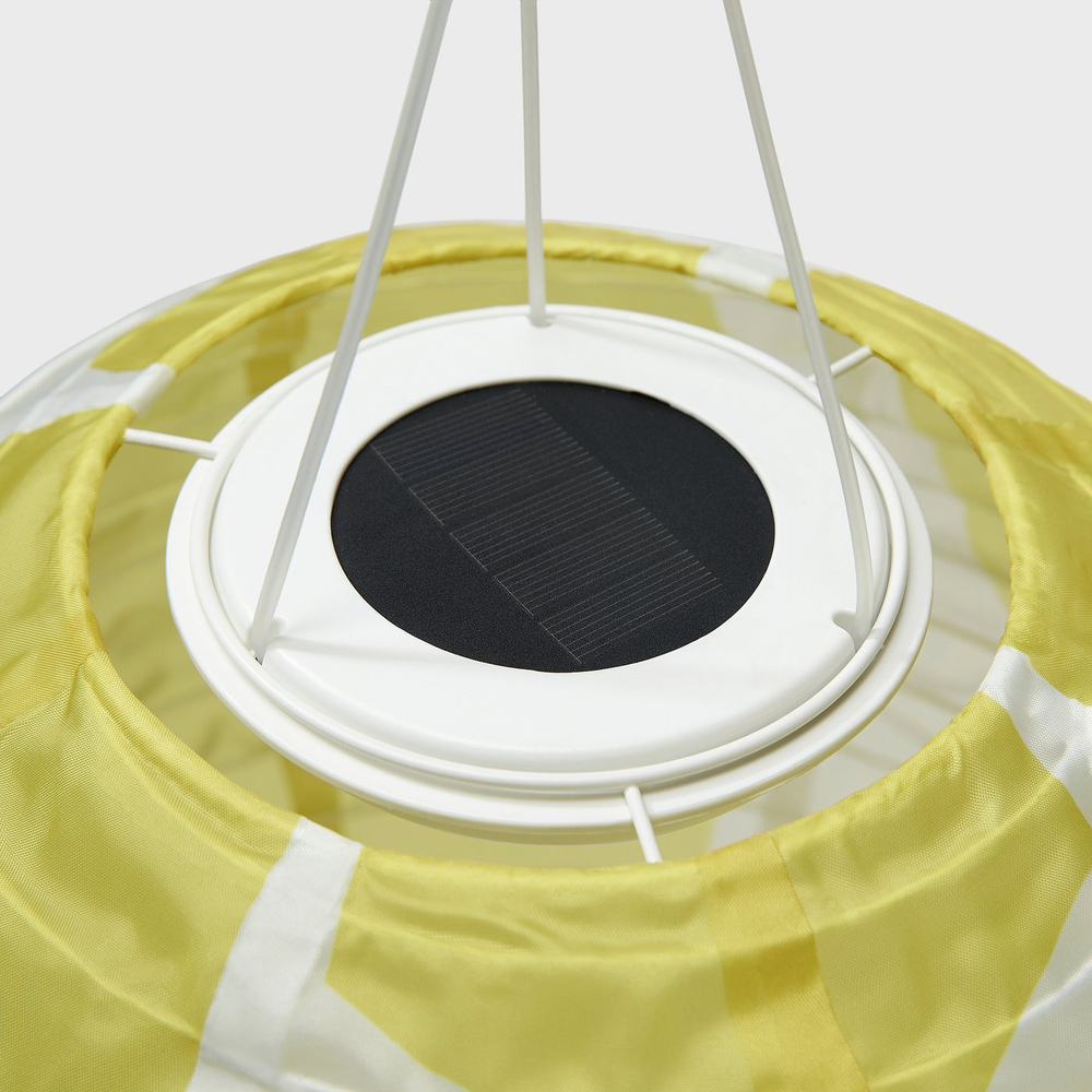 IKEA SOLVINDEN  (ИКЕА СОЛВИНДЕН)  -  Подвесной светильник LED на солнечной батарее - шар, для улицы, жёлтый/серый 30 см