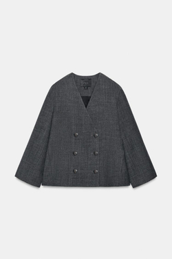 ZARA БЛЕЙЗЕР ИЗ ШЕРСТИ — ZW COLLECTION, СЕРЫЙ