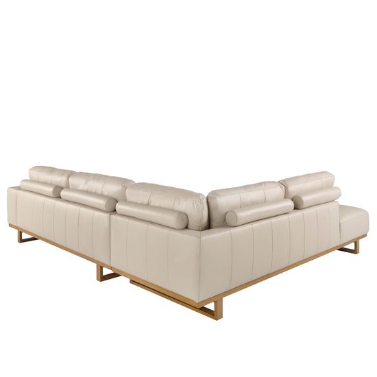 Угловой диван с левым шезлонгом 6204/5603-L-T541011 Angel Cerda из песочной кожи