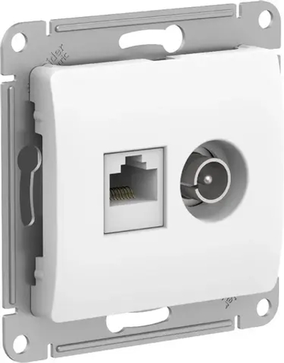 GLOSSA РОЗЕТКА двойная ТВ + компьютерная RJ45 кат. 5e, механизм, БЕЛЫЙ