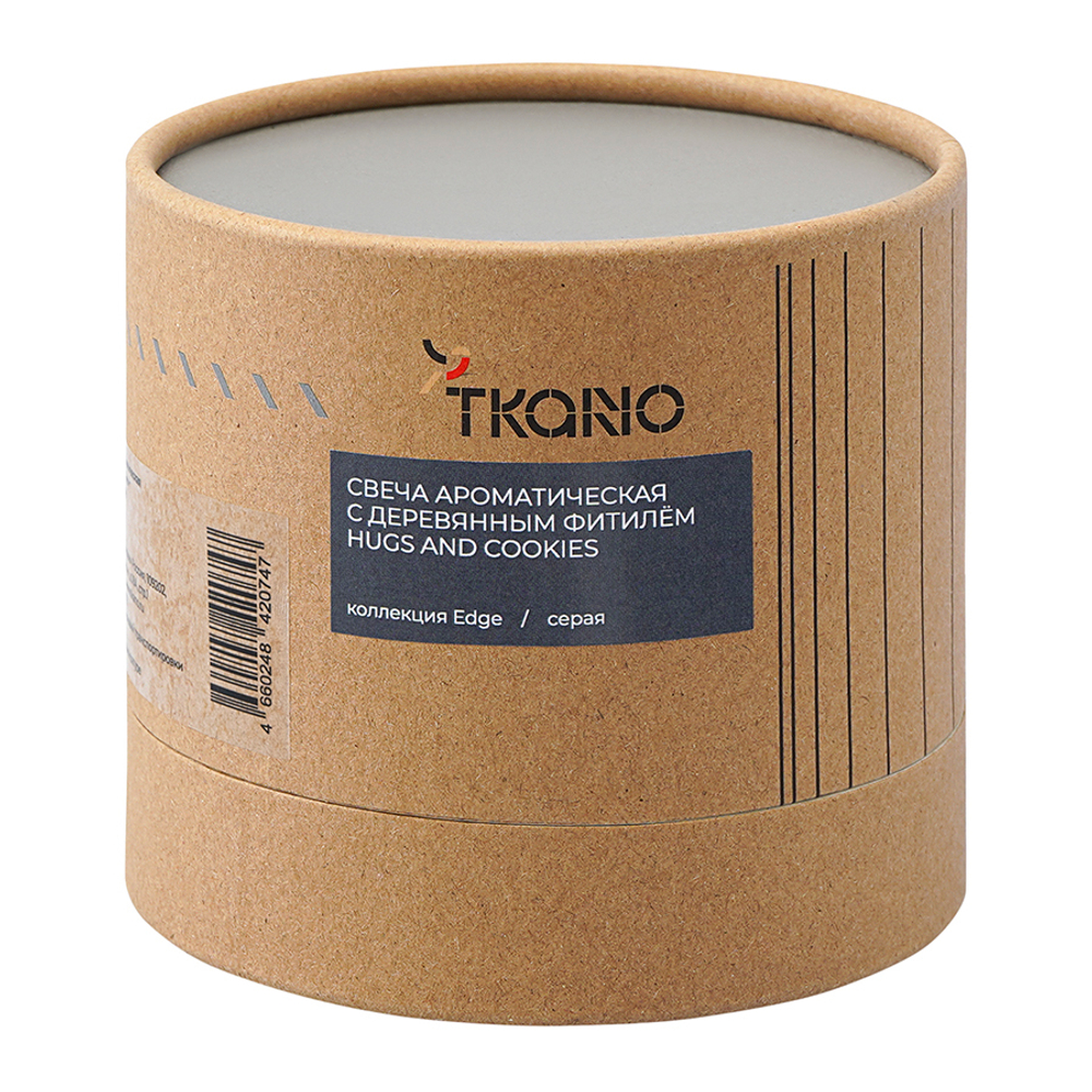 Свеча ароматическая Tkano Edge Hugs and Cookies серая 60ч