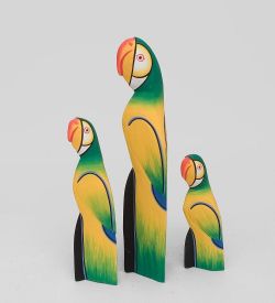 Decor and Gift 90-058 Статуэтка «Зеленый Попугай» набор из трех 40,30,20 см