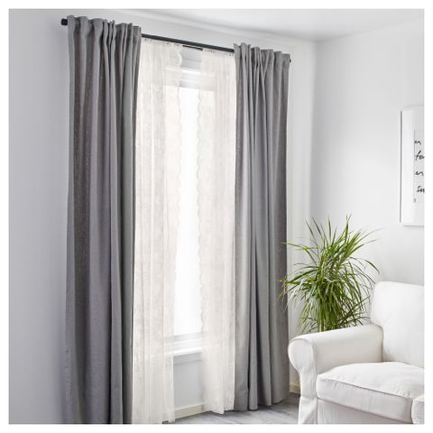 Комплект штор IKEA ALVINE (АЛЬВИНЕ), Белый,145х250 см, 2 шт