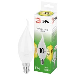 Лампа светодиодная ЭРА GREEN LINE LED BXS-10W-830-E14 GL 10Вт свеча на ветру теплый свет E14 | Лампы cветодиодные Свеча (B/C)