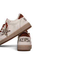 Women's Winter Golden Goose Ball Star with Leopard Star and Brown Laces