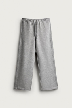 ZARA БАЗОВЫЕ СПОРТИВНЫЕ БРЮКИ LOOSE FIT, СЕРЫЙ МЕЛАНЖ