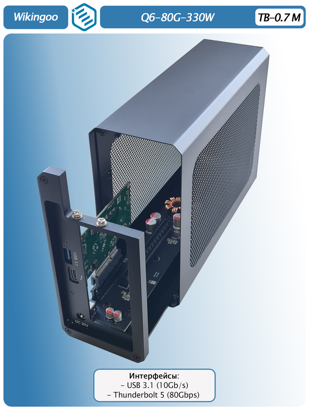 Внешний корпус для видеокарты Wikingoo WKG-Q6-330W EGPU. Thunderbolt 5.