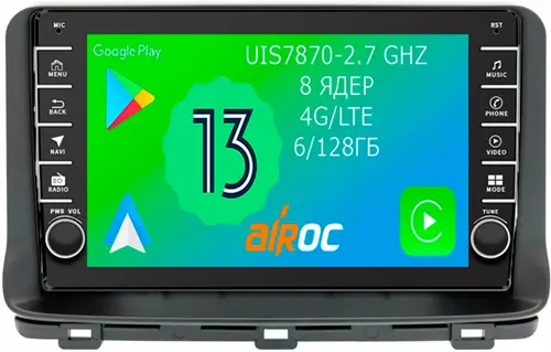 Магнитола для KIA Ceed 3 2021+ - Airoc AB-2318 (кнопки и крутилки), Android 13, Быстрая, SIM-слот, CarPlay