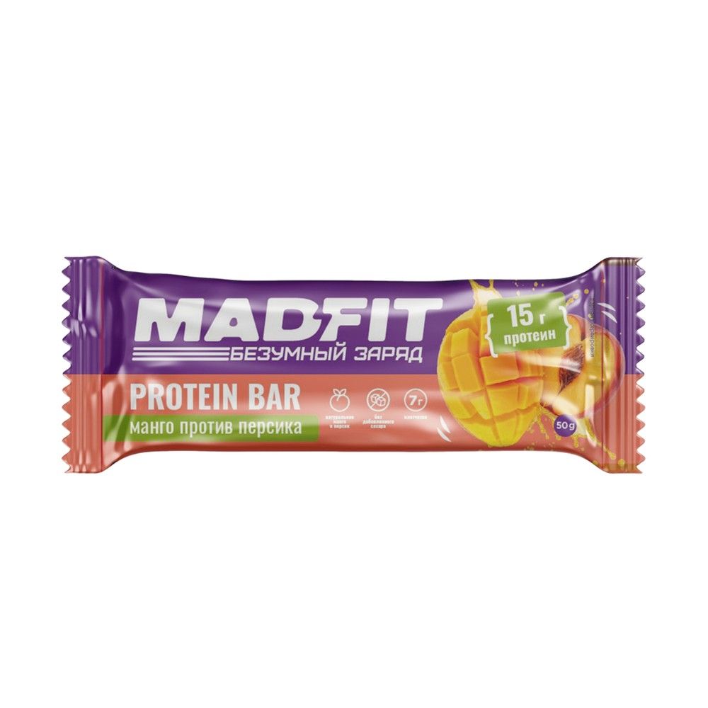 Батончик протеиновый Mad Fit Персик-манго 50г