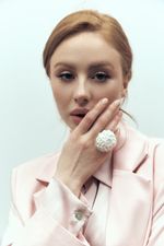 Кольцо Георгин Гранд / XL, белый фарфор