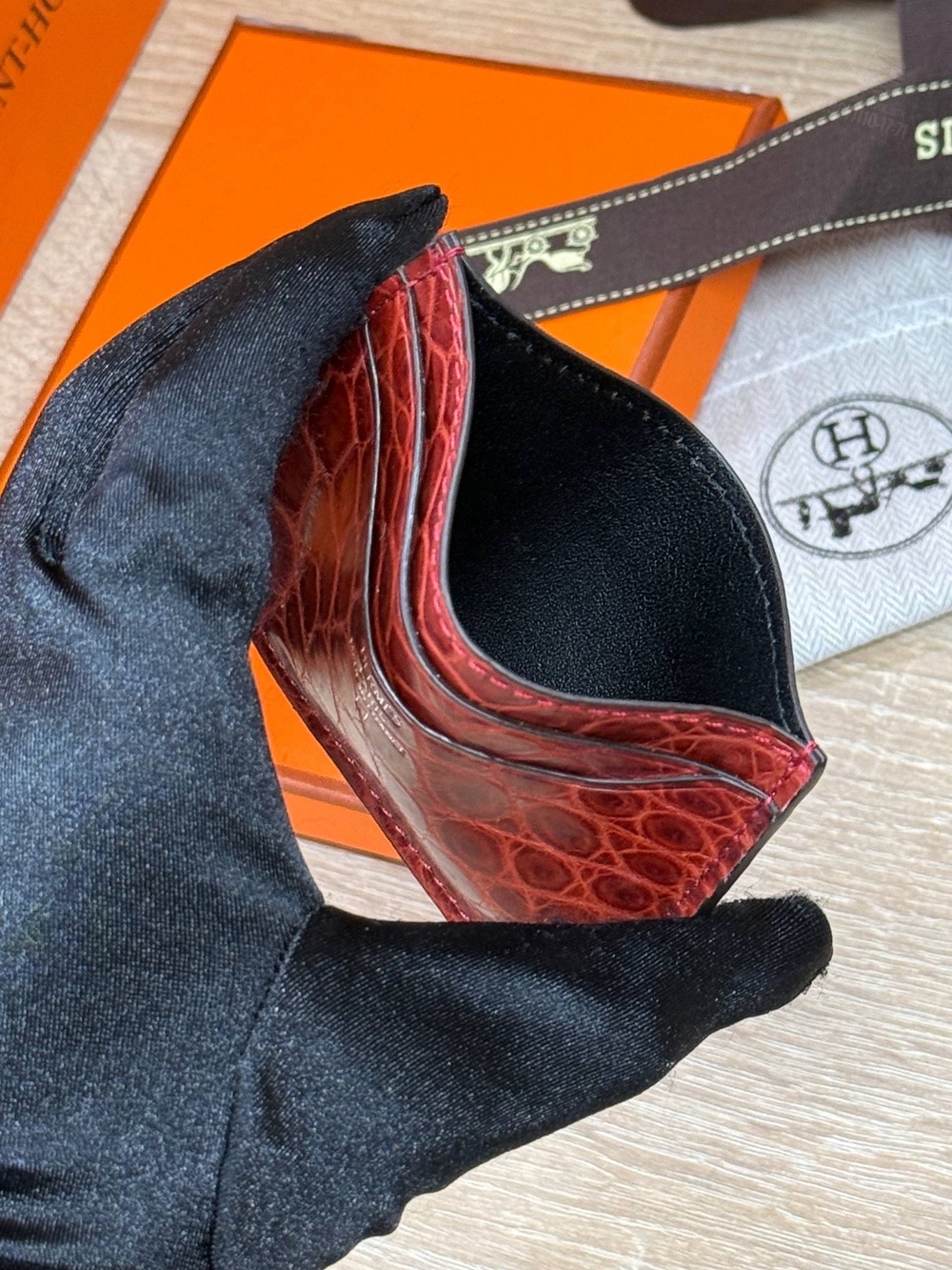 Картхолдер Hermes из кожи крокодила