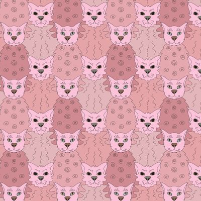 Много котиков розовые