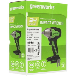 Гайковерт ударный аккумуляторный GREENWORKS GD24IW400 24В,400Hm,1/2,б/щ,без АКБ и ЗУ (3802907)