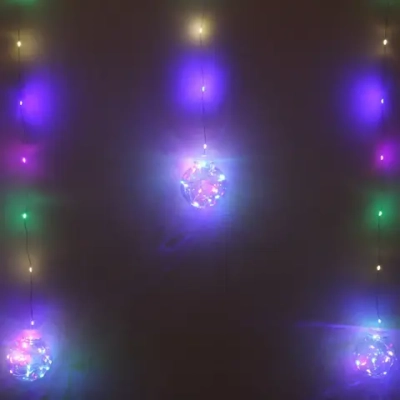 Гирлянда для дома БАХРОМА «Шар» ш2,5 м* в0,5/0,8м 200 ламп LED, d-8 см, 1 реж, IP-20, Мультицвет