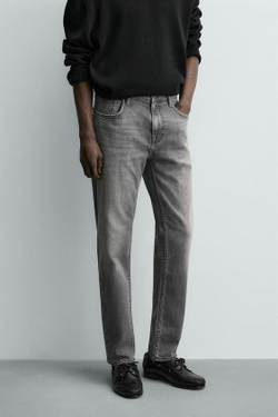 ZARA БАЗОВЫЕ ДЖИНСЫ SLIM FIT, СВЕТЛО-СЕРЫЙ