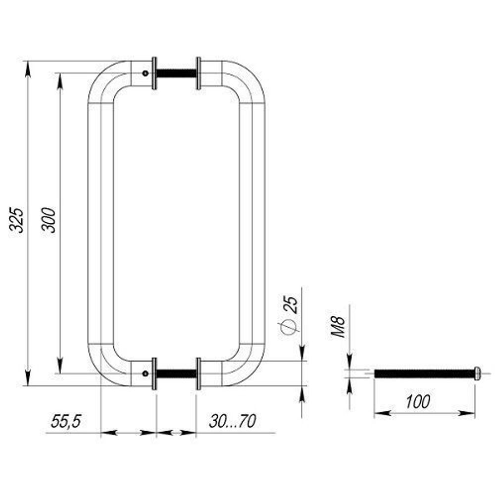 Ручки-скобы APECS HC-901-25/300-INOX нержавейка