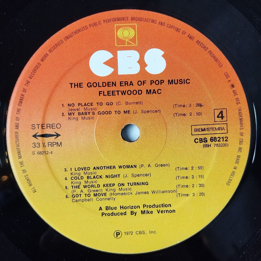 Винтажная виниловая пластинка LP Fleetwood Mac The Golden Era Of Pop Music (Holland 1972)