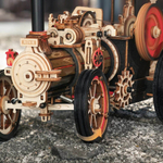 Сборный автомобиль на паровом двигателе от RORK и Robotime, купить в магазине, ANANAZA, не дорого деревянный конструктор, механические модели, 3D пазлы, ретро автомобили