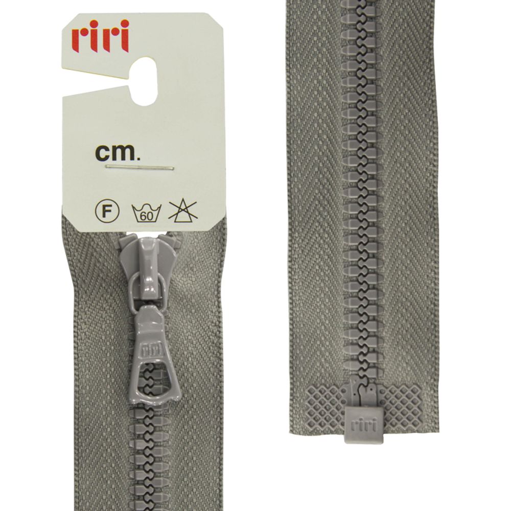 Молния трактор RIRI Т6 (6 мм) 1 зам., разъем., 70 см, цв.2106, серый, 1 шт