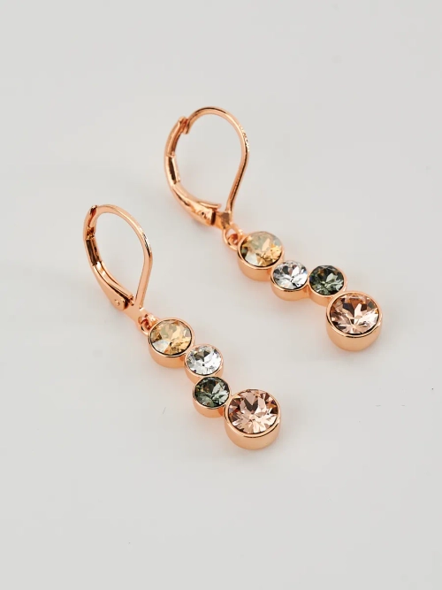 Серьги-подвески Эльза с кристаллами Swarovski шампань