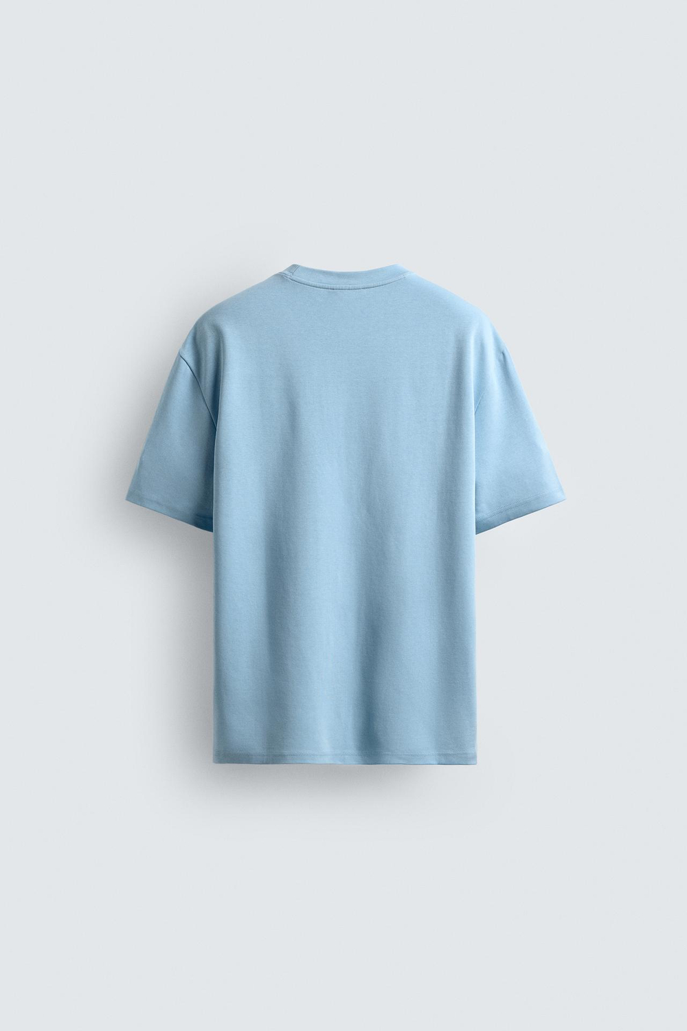 ZARA ФУТБОЛКА RELAXED FIT INTERLOCK, ГОЛУБОЙ