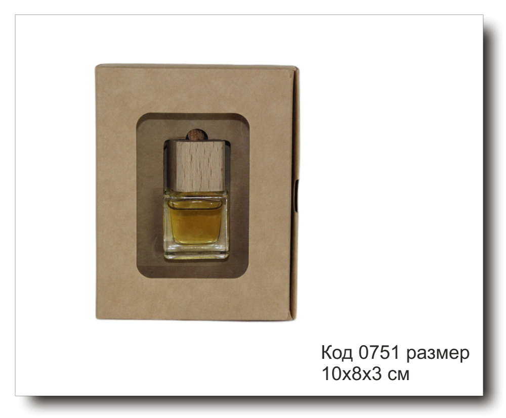 Коробка код 0751 размер 10х8х3 см крафт картон для автопарфюма