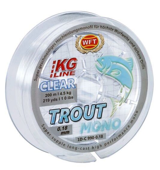 Леска монофильная WFT KG TROUT MONO Clear 200 м, 0,18 мм