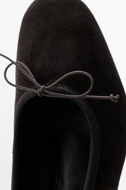 Massimo Dutti Балетки на кожаном каблуке, коричневый