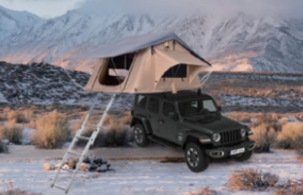 Палатка на крышу автомобиля РИФ Soft RT01-140, тент песочный, корпус черный, 240х140х130 см