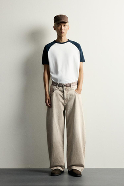 ZARA БРЮКИ BALLOON FIT С МНОГОСЛОЙНЫМ ПОЯСОМ, РАЗНОЦВЕТНЫЙ