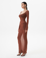 BROWN MESH DRESS