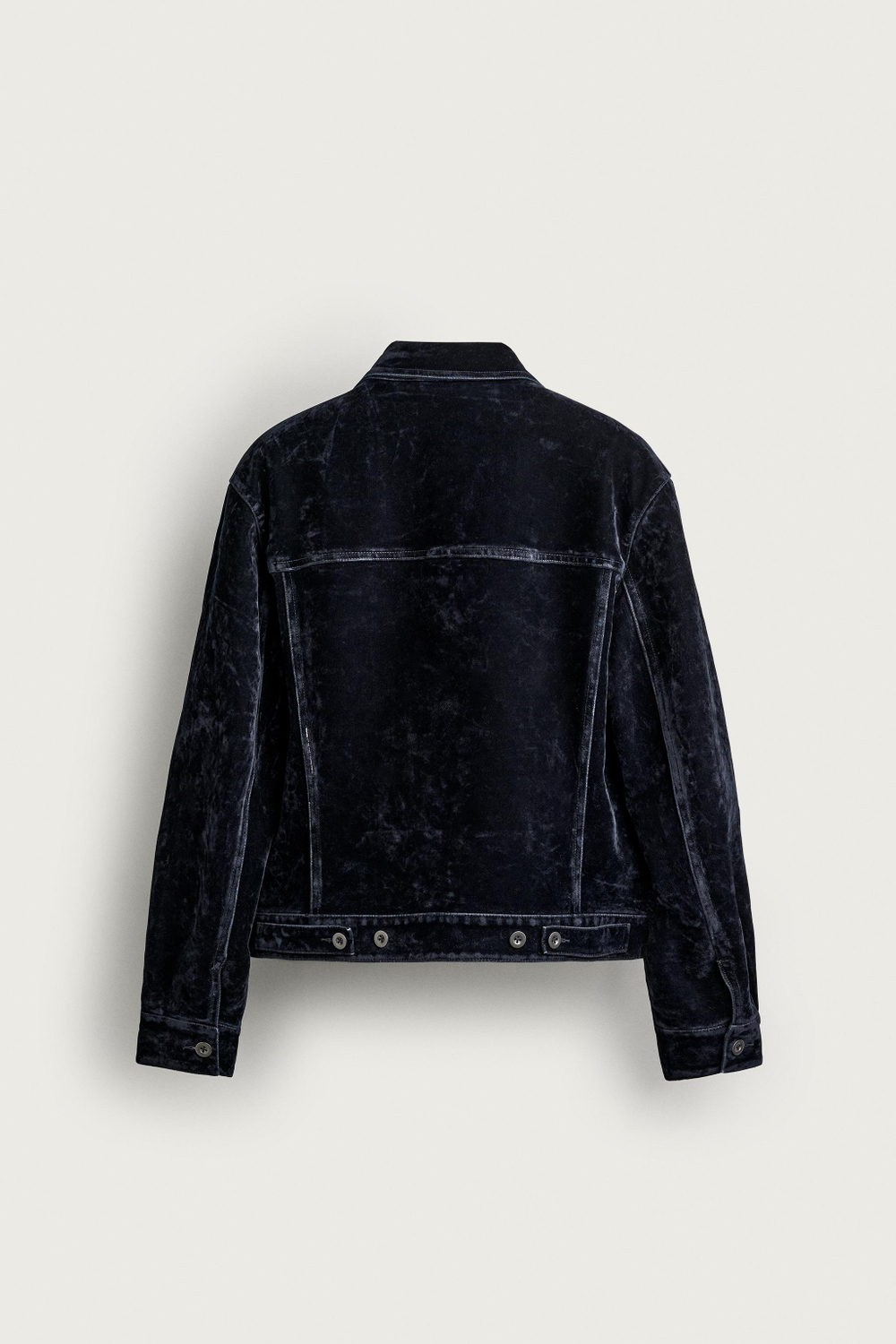 ZARA УКОРОЧЕННАЯ ДЖИНСОВАЯ КУРТКА С ФЛОКОМ, СИНИЙ