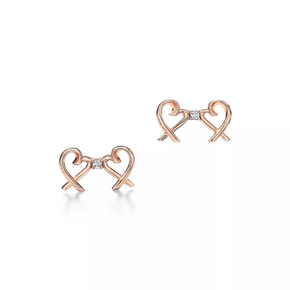 Серьги из розового золота с бриллиантами, Tiffany, любящие сердца