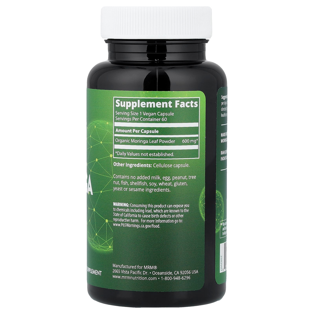 MRM Nutrition, листья моринги, 60 веганских капсул (600 мг в 1 капсуле)