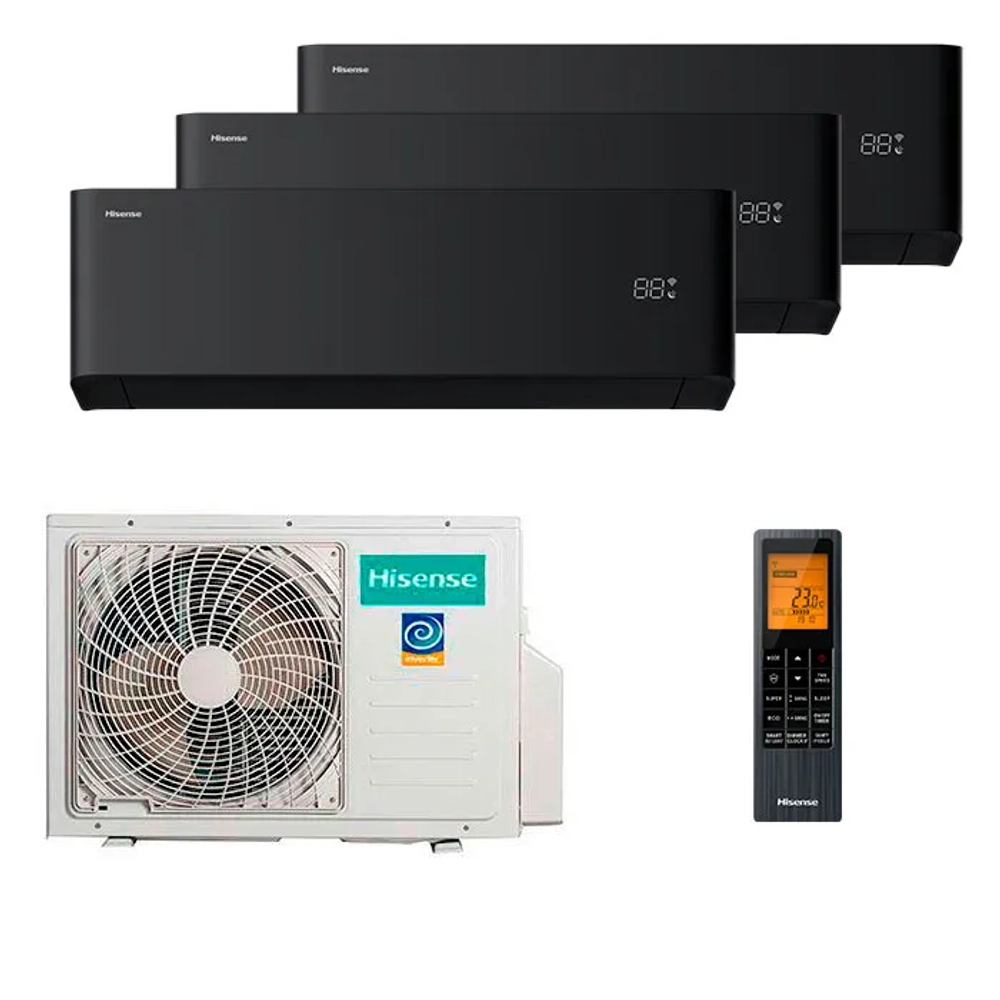 Мульти сплит-система Hisense на 3 комнаты (20+20+35 кв.м.) VIBE PRO CARBON
