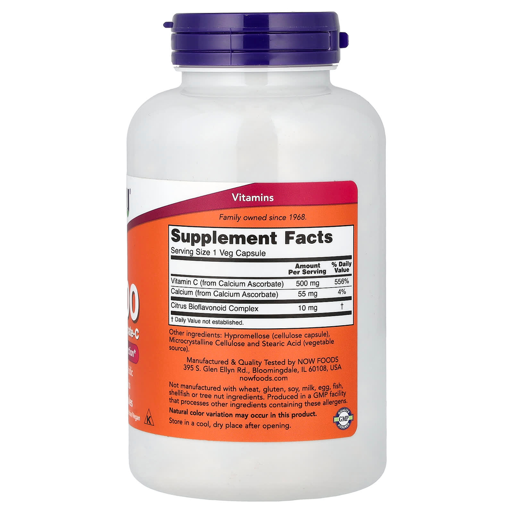 NOW Foods, C-500, аскорбат кальция-C, 250 капсул