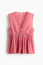 Топ с кружевной лентой и баской - H&M