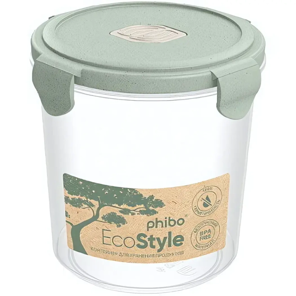 Контейнер для продуктов с клапаном 1,15л «ECO STYLE» зеленый флэк