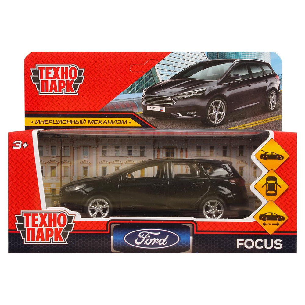 Модель ин. мет. "Ford Focus Turnier" 12см, двер, баг, черный, в коробка (Технопарк)